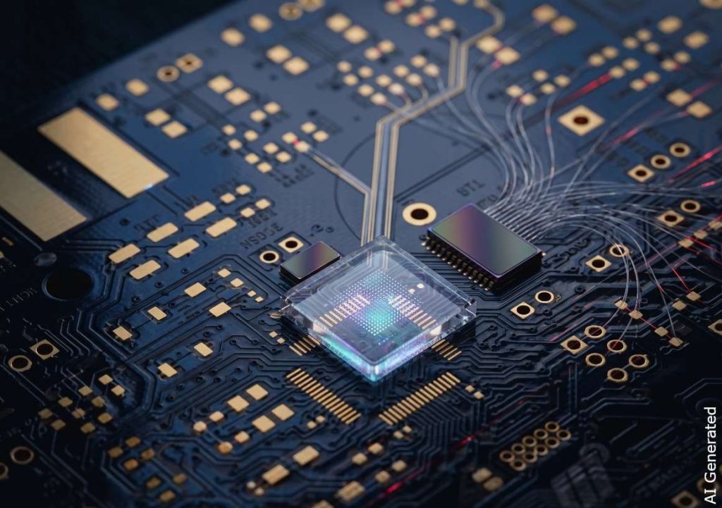 Close-up of a Chip-board. AI-Generated.
